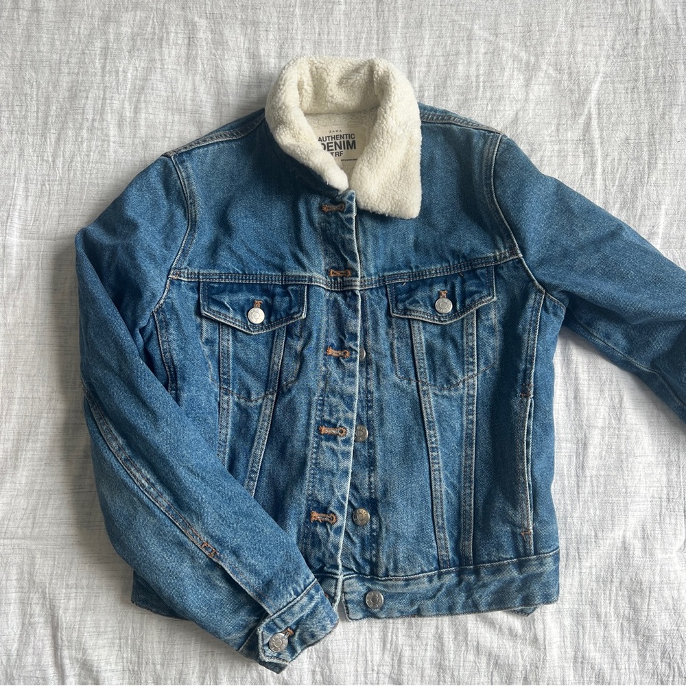 Zara Sherpa Denim Jacket